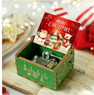 Wooden Hand-cranked Music Box Merry Christmas Music Ornaments Wooden Hand-cranked Music Box Merry Christmas Music Ornaments